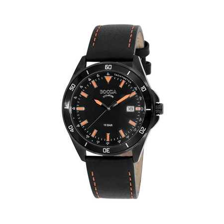 Boccia Titanium Black Plated with Orange Stitch - 3577-05